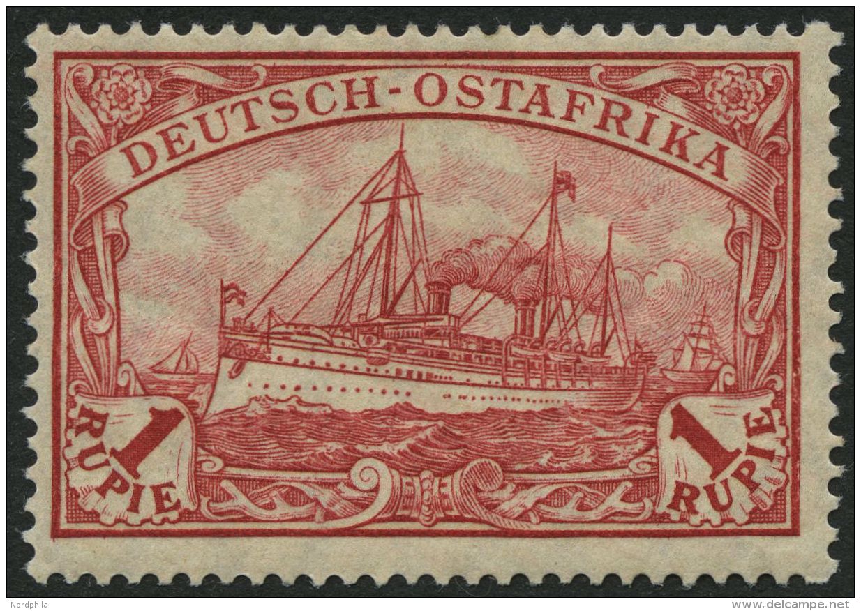 DEUTSCH-OSTAFRIKA 38IIB *, 1915, 1 R. Dunkelrot, Mit Wz., Kriegsdruck, Gez&auml;hnt B, Falzrest, Pracht, Mi. 60.- - Deutsch-Ostafrika