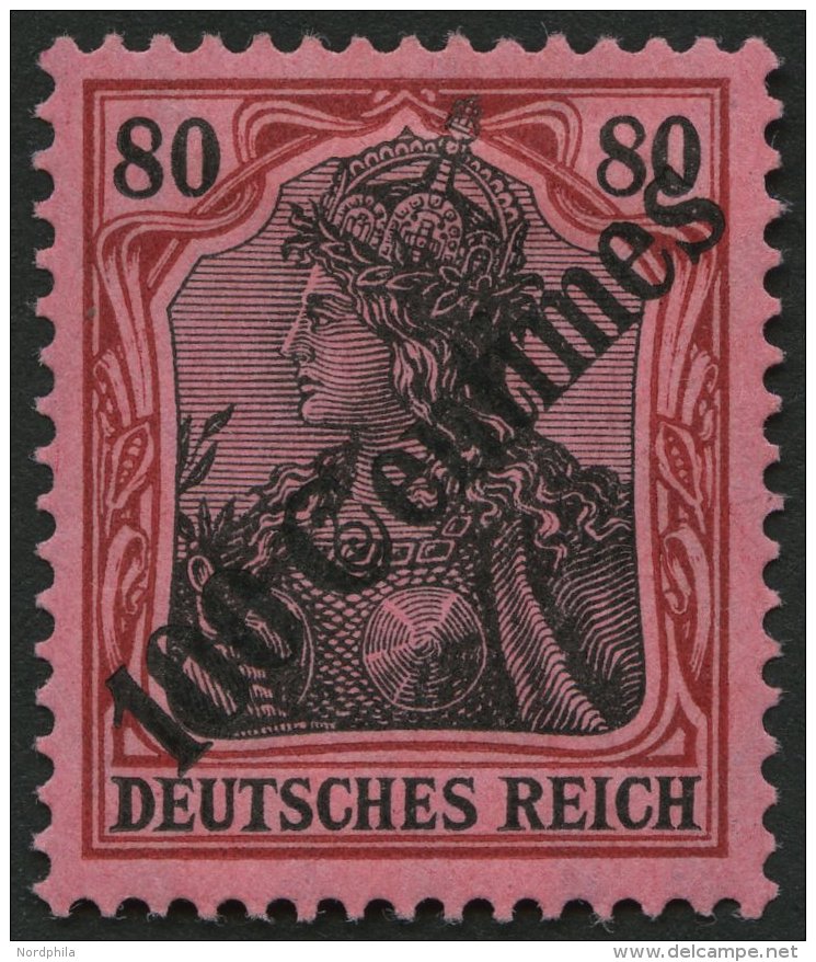 DP T&Uuml;RKEI 52 *, 1908, 100 C. Auf 80 Pf. Diagonaler Aufdruck, Falzrest, Pracht, Mi. 70.- - Deutsche Post In Der Türkei