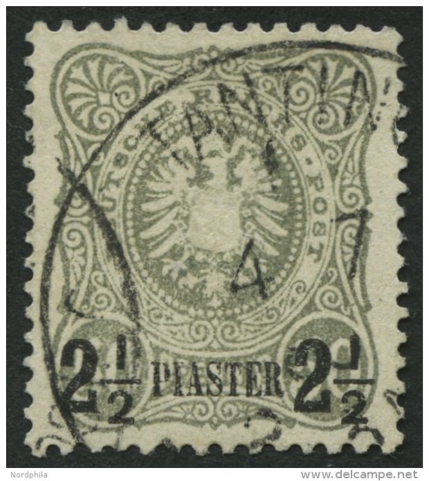 DP T&Uuml;RKEI 5a O, 1884, 21/2 PIA. Auf 50 Pf. Graugr&uuml;n, Feinst, Mi. 190.- - Turquie (bureaux)