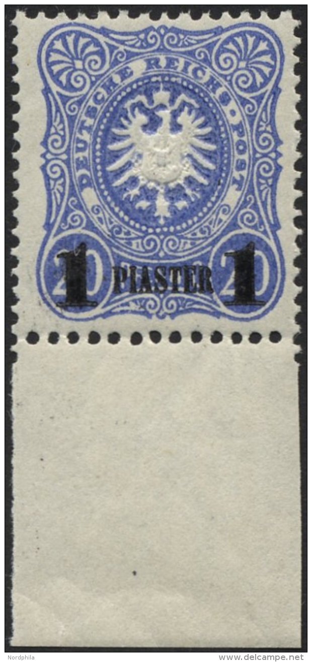 DP T&Uuml;RKEI 3Na **, 1891, 1 PIA. Auf 20 Pf., Nachdruck, Mit Breitem Unterrand, Postfrisch, Pracht, Mi. (100.-) - Turquie (bureaux)