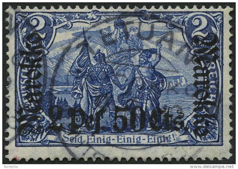 DP IN MAROKKO 56IA O, 1911, 2 P. 50 C. Auf 2 M., Friedensdruck, Stempel TETUAN, Pracht, Gepr. W. Engel - Deutsche Post In Marokko