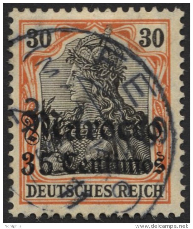 DP IN MAROKKO 39 O, 1908, 35 C. Auf 30 Pf., Mit Wz., Stempel FES (KK), Pracht - Morocco (offices)