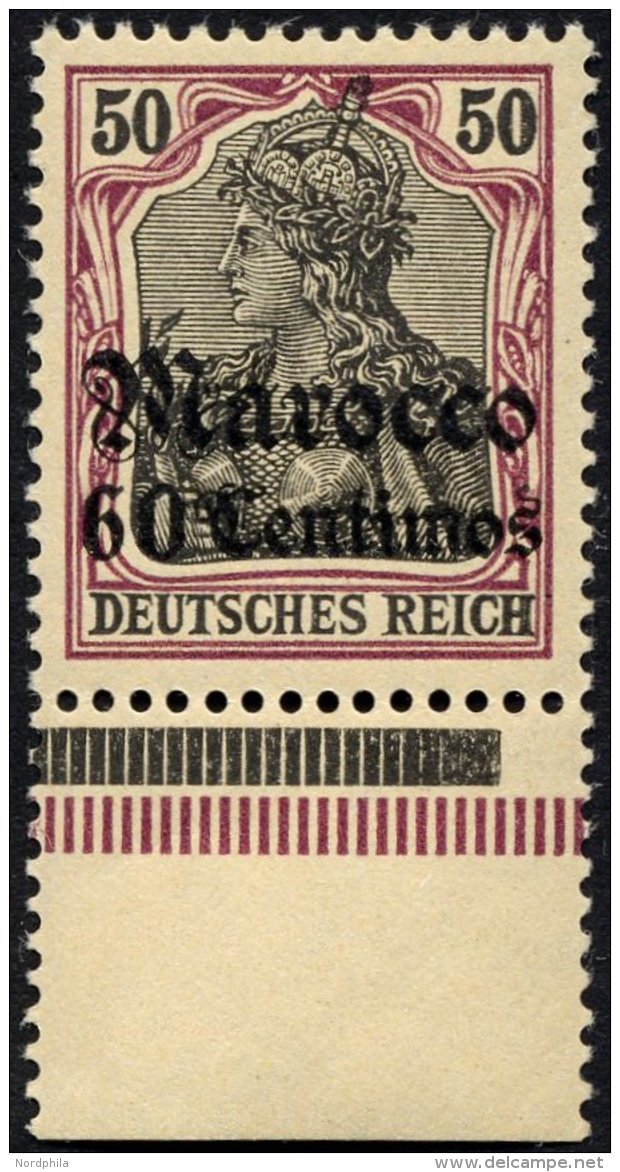 DP IN MAROKKO 28 **, 1905, 60 C. Auf 50 Pf., Ohne Wz., Postfrisch, Pracht, Mi. 70.- - Morocco (offices)