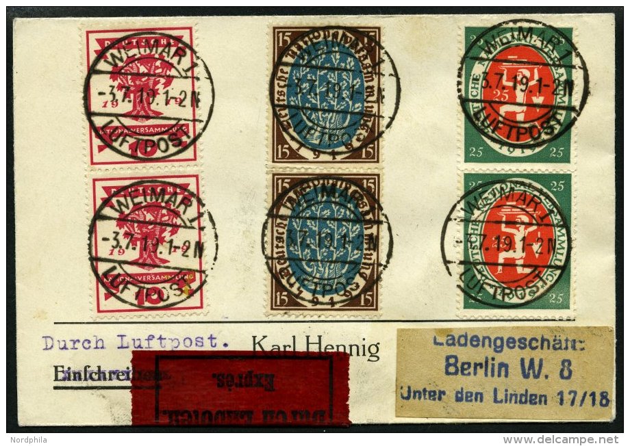 SP&Auml;TERE FL&Uuml;GE (SPF) 19.2.03 BRIEF, 3.7.1919, Weimar-Leipzig, Kleiner Eilbrief, Pracht - Flugzeuge