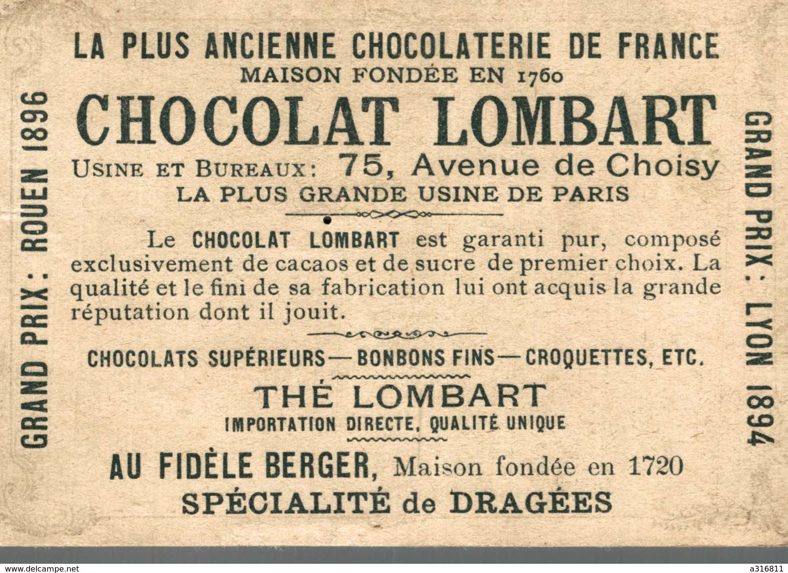 Chromos CHOCOLAT LOMBART CHATEAU DE BLOIS - Lombart