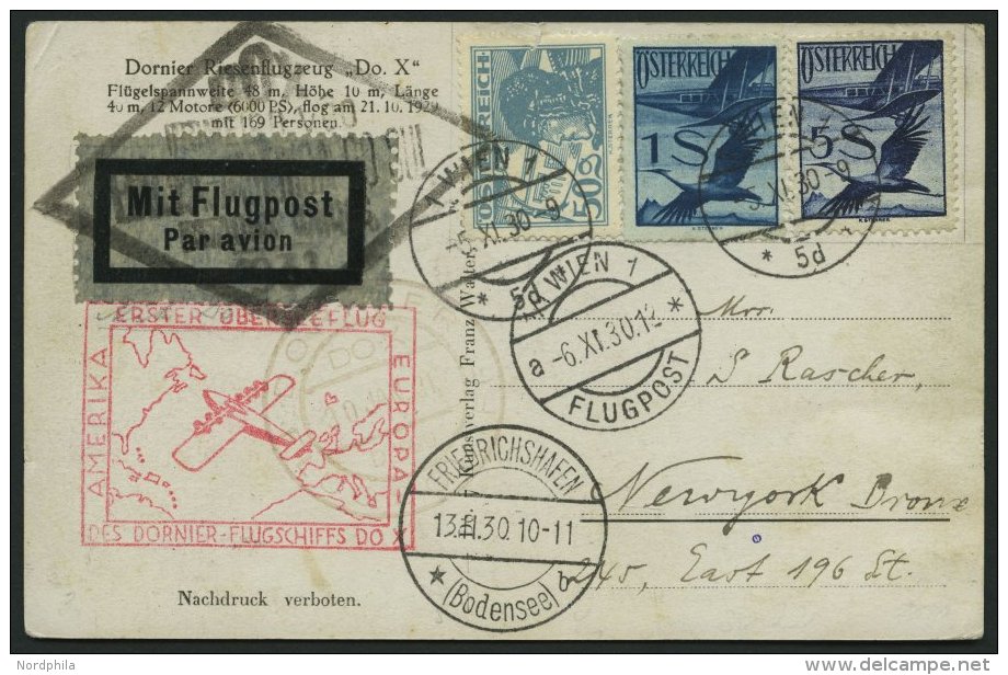 DO-X LUFTPOST 10.AU.c. BRIEF, 13.11.1930, Durchgangsstempel Friedrichshafen, Bordpoststempel 30.JAN.31, Zulieferpost &Ou - Briefe U. Dokumente