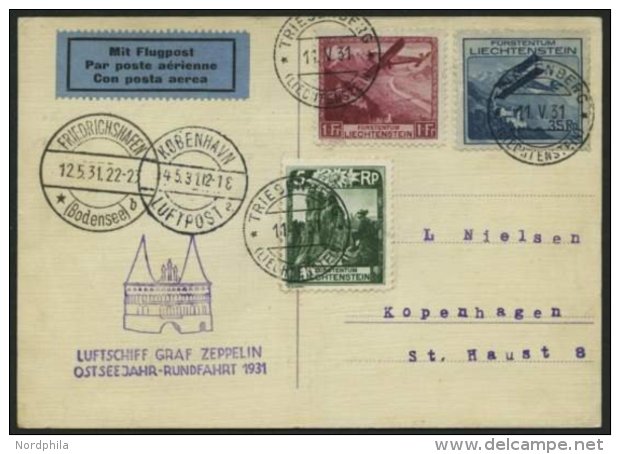 ZULEITUNGSPOST 108Cb BRIEF, Liechtenstein: 1931, Ostseejahr-Rundfahrt, Abwurf Kopenhagen, Frankiert U.a. Mit Mi.Nr. 111 - Luft- Und Zeppelinpost