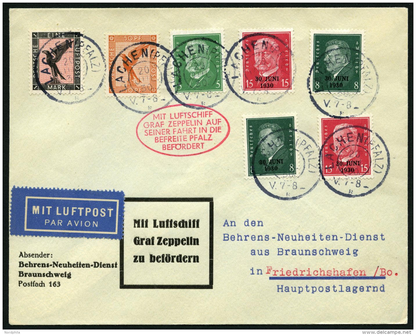 ZEPPELINPOST 77B BRIEF, 1930, Landungsfahrt Nach Dortmund, Bordpost, Prachtkarte - Zeppeline