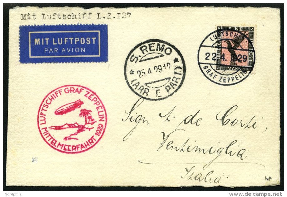 ZEPPELINPOST 26B BRIEF, 1929, Amerikafahrt, Bordpost, Frankiert Mit 2 RM, Karte Feinst - Zeppeline