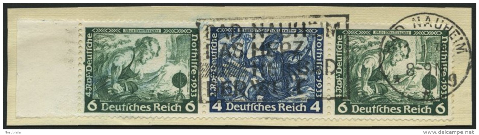 ZUSAMMENDRUCKE W 48 BrfStk, 1933, Wagner 6 + 4 + 6, &uuml;blich Gez&auml;hnt Pracht, Mi. 80.- - Zusammendrucke