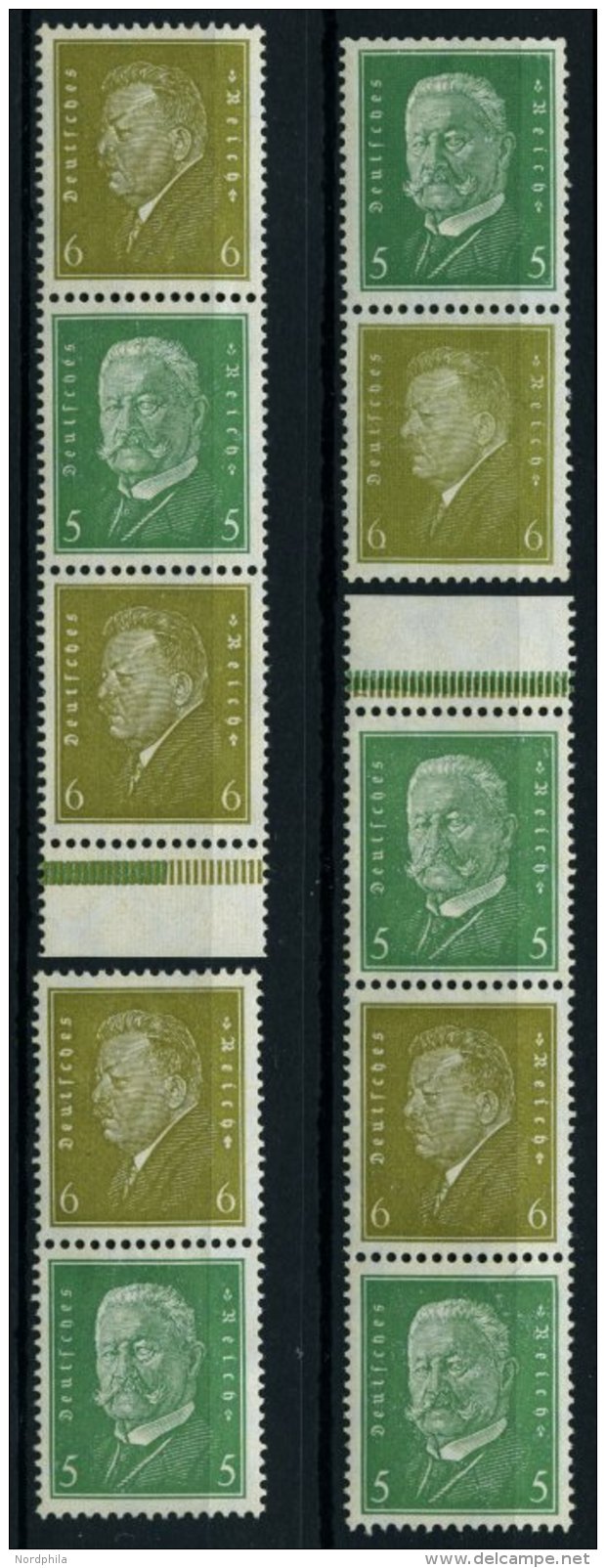 ZUSAMMENDRUCKE S 42-45 *, 1932, Reichspr&auml;sidenten, Falzreste, 4 Prachtwerte, Mi. 79.50 - Zusammendrucke