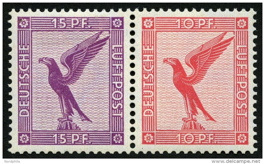 ZUSAMMENDRUCKE W 22 *, 1931, Adler 15 + 10, Falzrest, Pracht, Mi. 120.- - Zusammendrucke