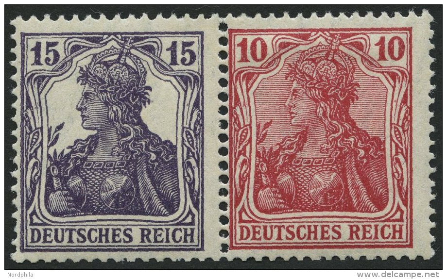 ZUSAMMENDRUCKE W 13aa *, 1918, Germania 15 + 10, Falzreste, Normale Z&auml;hnung, Pracht, Mi. 180.- - Se-Tenant