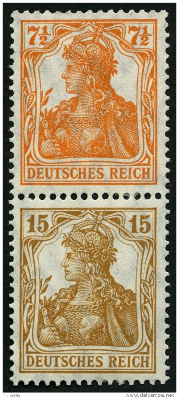 ZUSAMMENDRUCKE S 7ba *, 1916, Germania 71/2 + 15, Falzreste, Pracht, Mi. 180.- - Zusammendrucke