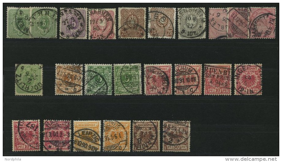 LOTS O, 1875-1899, 24 Verschiedene Kleinere Werte Pfennige, Pfennig Und Krone/Adler, Erhaltung Feinst/Pracht, Alle Gepr& - Used Stamps