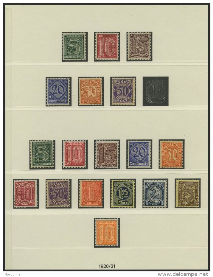 DIENSTMARKEN **, Postfrische Sammlung Dienstmarken Von 1920-23 Auf Lindner-Falzlosseiten Mit Diversen Oberrandst&uuml;ck - Service
