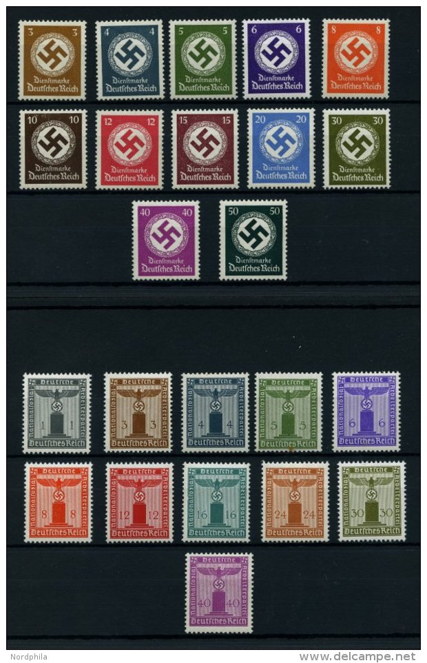 DIENSTMARKEN D 132-43,155-77 **, 1934-42, 3 Prachts&auml;tze, Mi. 145.- - Dienstmarken