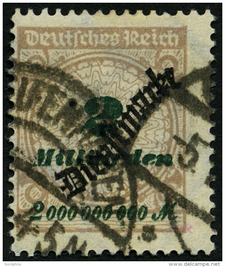 DIENSTMARKEN D 84 O, 1923, 2 Mrd. M. Mattsiena/schwarzgr&uuml;n, Pracht, Gepr. Infla, Mi. 150.- - Officials