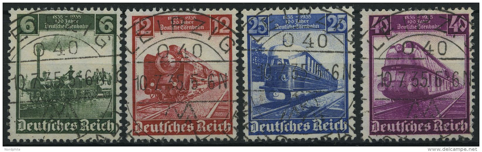 Dt. Reich 580-83 O, 1935, 100 Jahre Eisenbahn Mit Zentrischen Ersttagsstempeln, Prachtsatz - Gebraucht