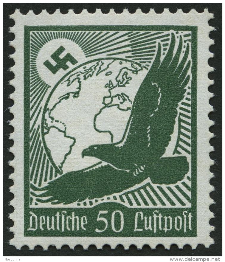 Dt. Reich 539x **, 1934, 3 RM Graf Zeppelin, Senkrechte Gummiriffelung, &uuml;blich Gez&auml;hnt Pracht, Mi. 200.- - Gebraucht