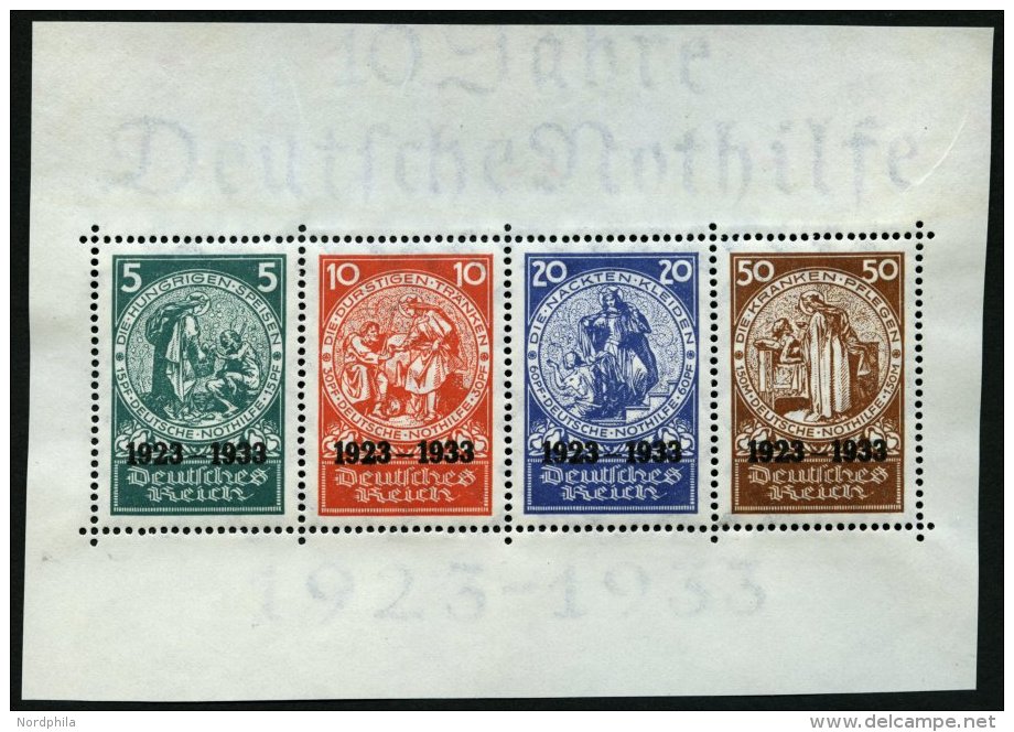 Dt. Reich 508-11 **, 1933, Herzst&uuml;ck Nothilfeblock, Pracht, Mi. (1200.-) - Gebraucht