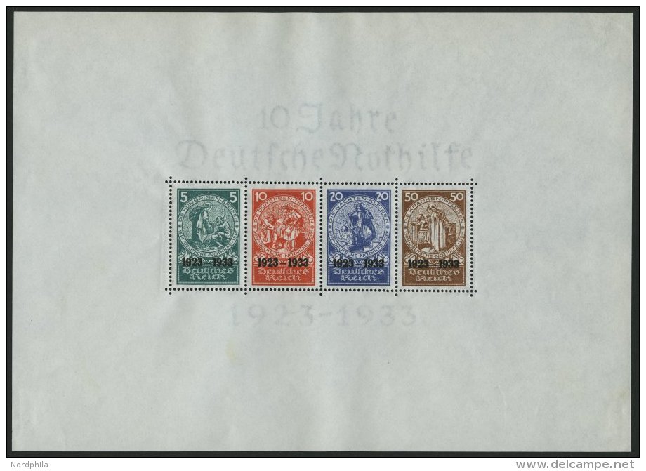 Dt. Reich Bl. 2 *, 1933, Block Nothilfe, Originalgr&ouml;&szlig;e, Falzreste Im Rand, Marken Postfrisch, Pracht, Mi. 150 - Used Stamps