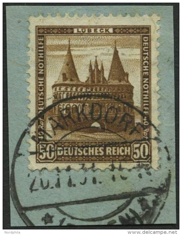 Dt. Reich 462 BrfStk, 1931, 50 Pf. L&uuml;beck, Holstentor, Prachtbriefst&uuml;ck, Mi. (100.-) - Gebraucht