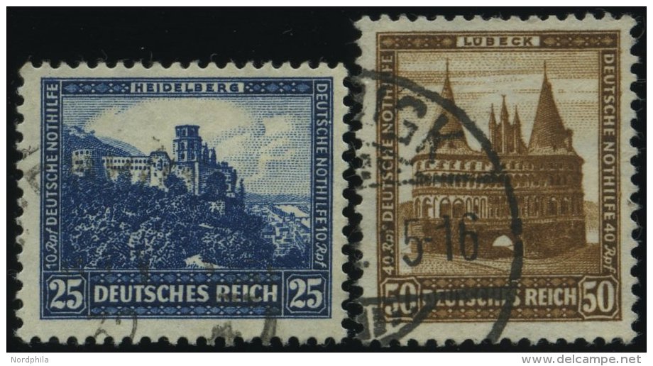 Dt. Reich 461/2 O, 1931, 25 Und 50 Pf. Nothilfe, Normale Z&auml;hnung, 2 Prachtwerte, Mi. 140.- - Gebraucht