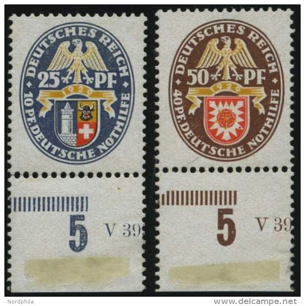 Dt. Reich 433/4 **, 1929, 25 Und 50 Pf. Nothilfe, 2 Prachtwerte, Mi. 230.- - Gebraucht