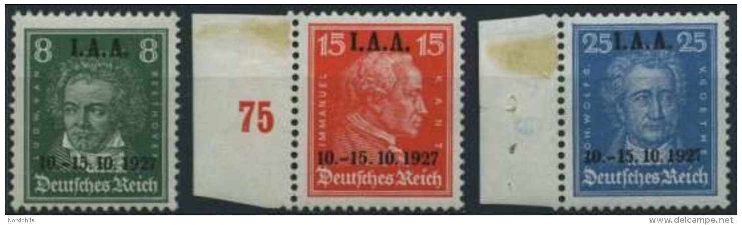 Dt. Reich 407-09 **, 1927, I.A.A., Satz Feinst/Pracht, Mi. 240.- - Gebraucht