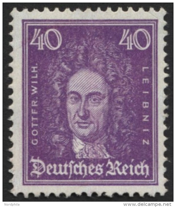 Dt. Reich 395 **, 1926, 40 Pf. Leibniz, &uuml;blich Gez&auml;hnt Pracht, Gepr. Schlegel, Mi. 160.- - Gebraucht