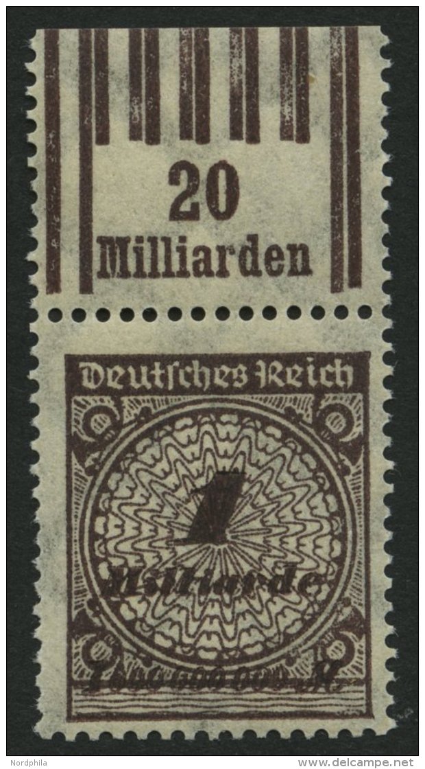 Dt. Reich 325AWboR **, 1923, 1 Mrd. M. Schw&auml;rzlichbraun, Walzendruck, Oberrandst&uuml;ck, Pracht, Gepr. Infla, Mi. - Other & Unclassified