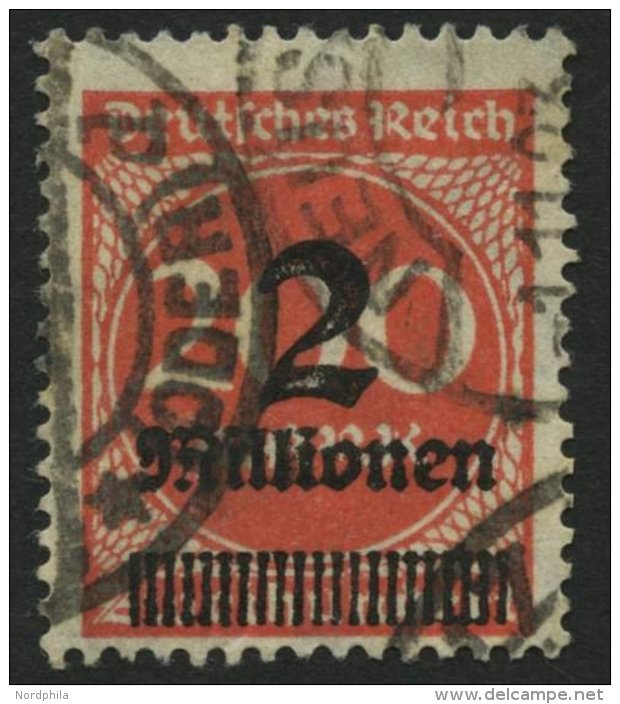 Dt. Reich 315b O, 1923, 2 Mio. M. Dunkelpurpur, Sauberer Stempel KARLSRUHE, Pracht, RR!, Fotoattest Dr. Oechsner, Mi. 10 - Sonstige & Ohne Zuordnung