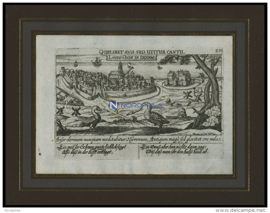 LANDSKRONA, Gesamtansicht, Kupferstich Von Meisner Um 1678 - Lithographien