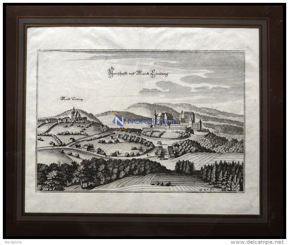 KREUZEN B. GREIN, Gesamtansicht, Kupferstich Von Merian Um 1645 - Lithographies