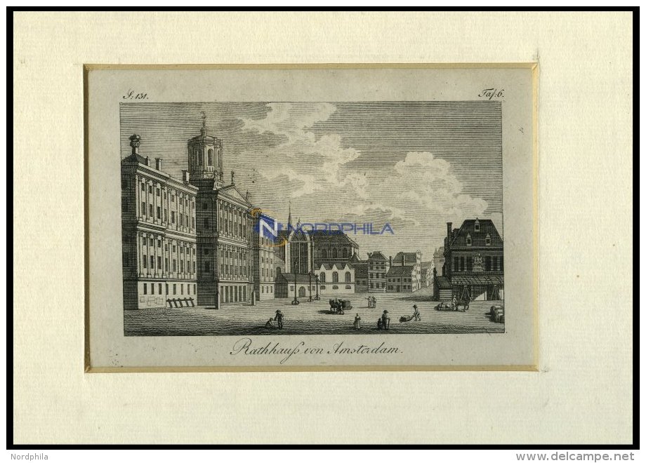 AMSTERDAM: Das Rathaus, Kupferstich Um 1800 - Lithographien