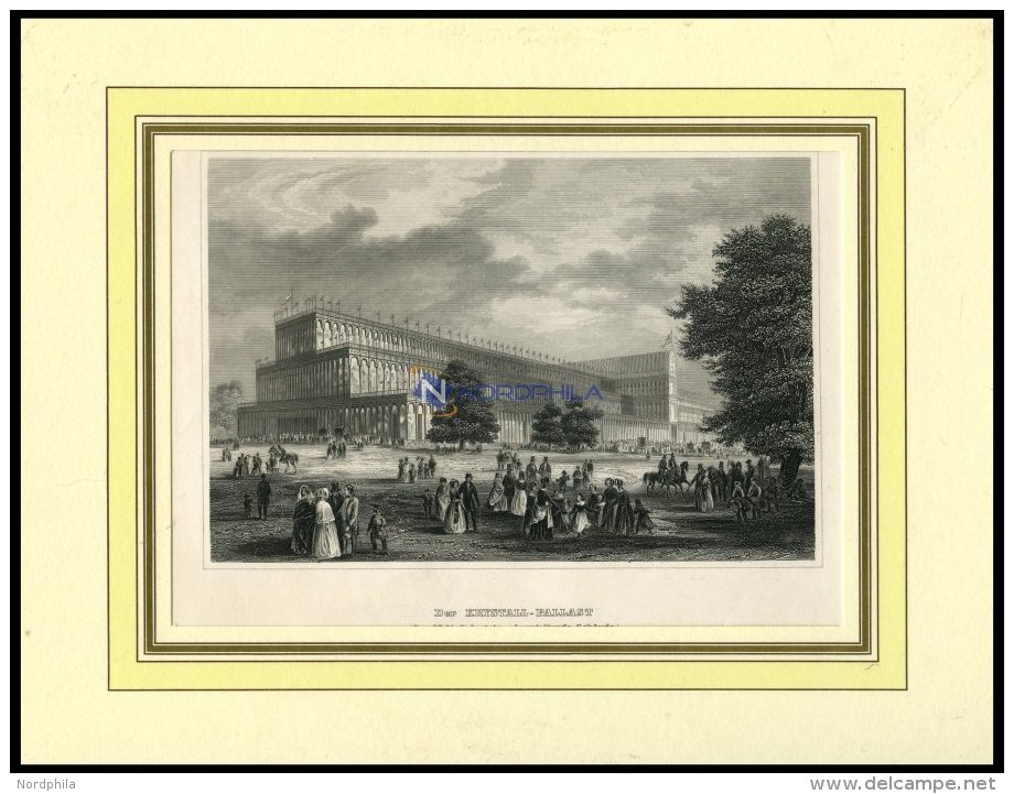 LONDON: Der Kristall-Palast, Stahlstich Von B.I. Um 1840 - Lithographies