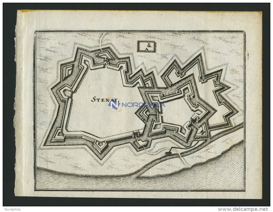 STENAY, Grundri&szlig;plan, Kupferstich Von Merian Um 1645 - Lithographies