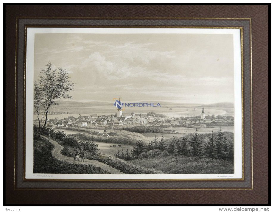 AALBORG (Aalborg), Gesamtansicht, Lithographie Mit Tonplatte Von Alexander Nay Nach F.C. Kierschou Bei Emil Baerentzen, - Lithographien