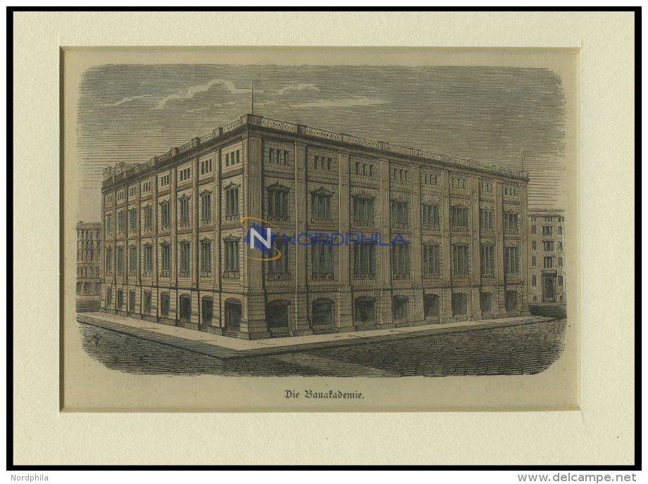 BERLIN: Die Bauakademie, Kolorierter Holzstich Um 1880 - Lithographien