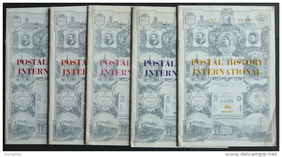 PHIL. LITERATUR Postal History International, 5 Verschiedene Auktionskataloge No. 1, 3 Und 6-8, 1972, In Englisch - Philatelie Und Postgeschichte