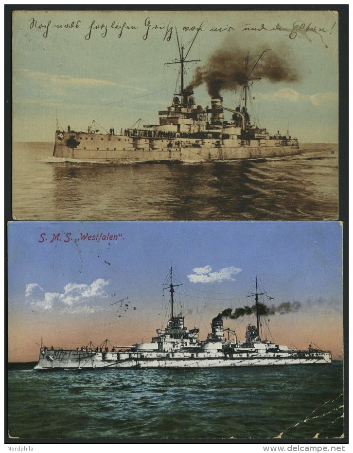 MSP VON 1914 - 1918 S.M.S. Westfalen, 2 Verschiedene Gebrauchte Ansichtskarten, Pracht - Maritime
