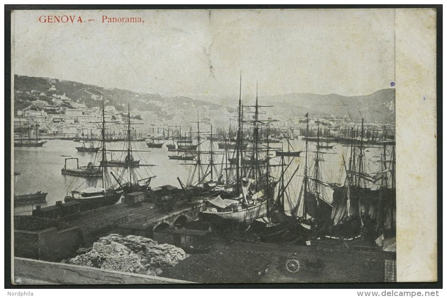 ALTE POSTKARTEN - ITALIEN GENOVA-Panorama, Ansichtskarte Nach Deutschland, Gebrauchsspuren - Italien