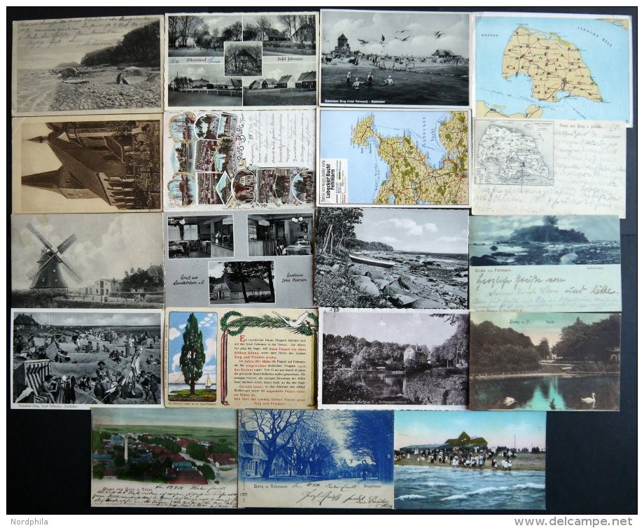 DEUTSCHLAND ETC. Insel FEHMARN, 19 Verschiedene Alte Ansichtskarten, Dabei Eine Farbige Lithokarte Gruss Aus Burg Von 18 - Covers & Documents