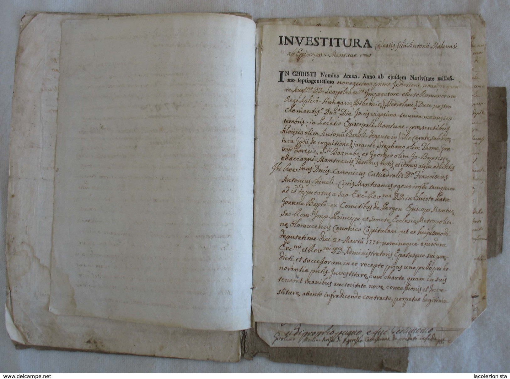 408/3   ATTO NOTARILE ROGITO COMPRAVENDITA MANTOVA 1791 SVARIATE PAGINE SCRITTURA IN LATINO VEDERE FOTO