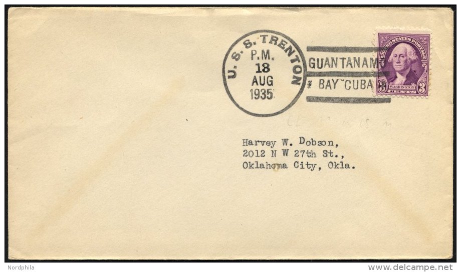 FELDPOST 1935, Brief Mit K1 Des US-Kriegsschiffes U.S.S. TRENTON Aus Guantanamo, Pracht - Gebraucht