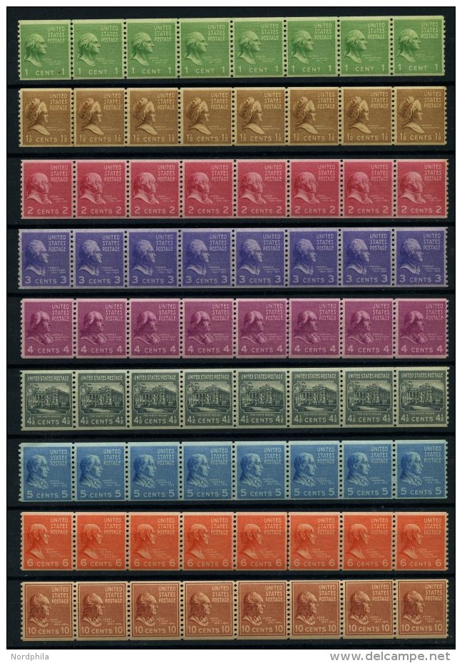 USA 411-22C **, Scott 839-47, 1939, 1-10 C. Pr&auml;sidenten Und Pers&ouml;nlichkeiten, Senkrecht Gez&auml;hnt 10, In Wa - Gebraucht