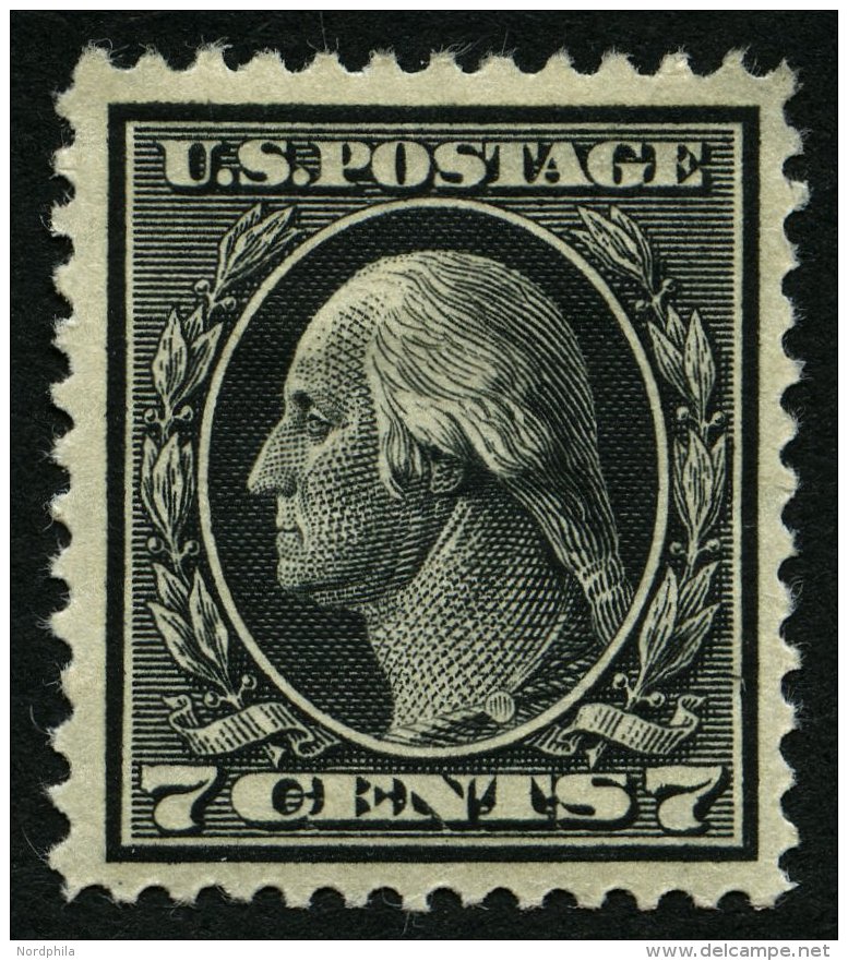 USA 191A *, Scott 407, 1914, 7 C. Washington, Wz.2, Gez&auml;hnt L 12, Falzreste, Feinst (helle Ecke), $ 70 - Used Stamps