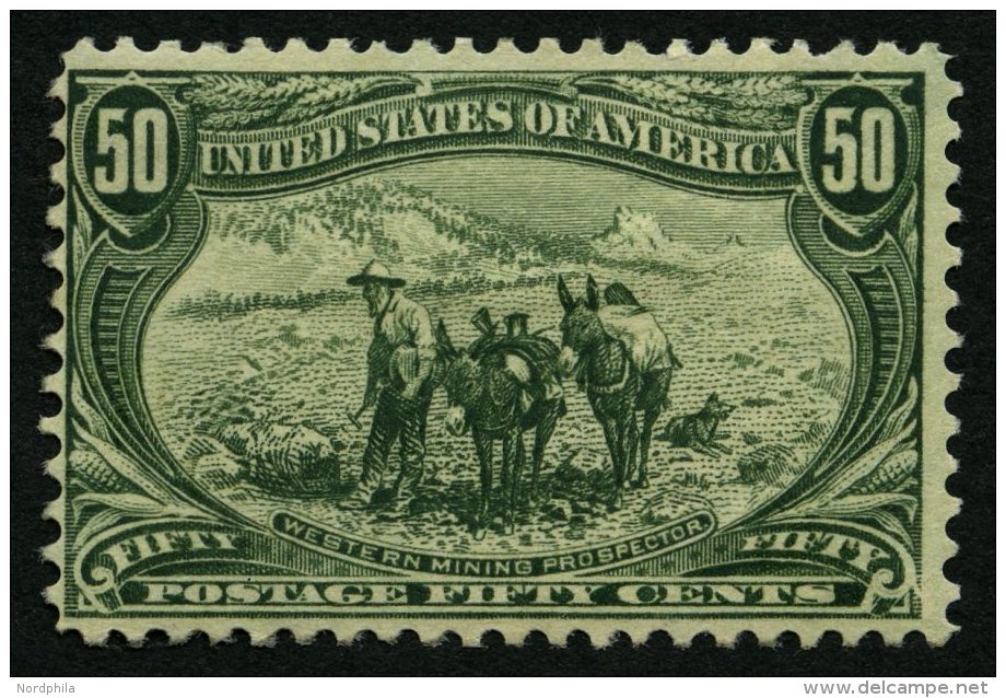 USA 123 *, Scott 291, 1898, 50 C. Trans-Mississippi-Ausstellung, Falzreste, Feinst (Gummi Haftstellen), $ 600 - Used Stamps