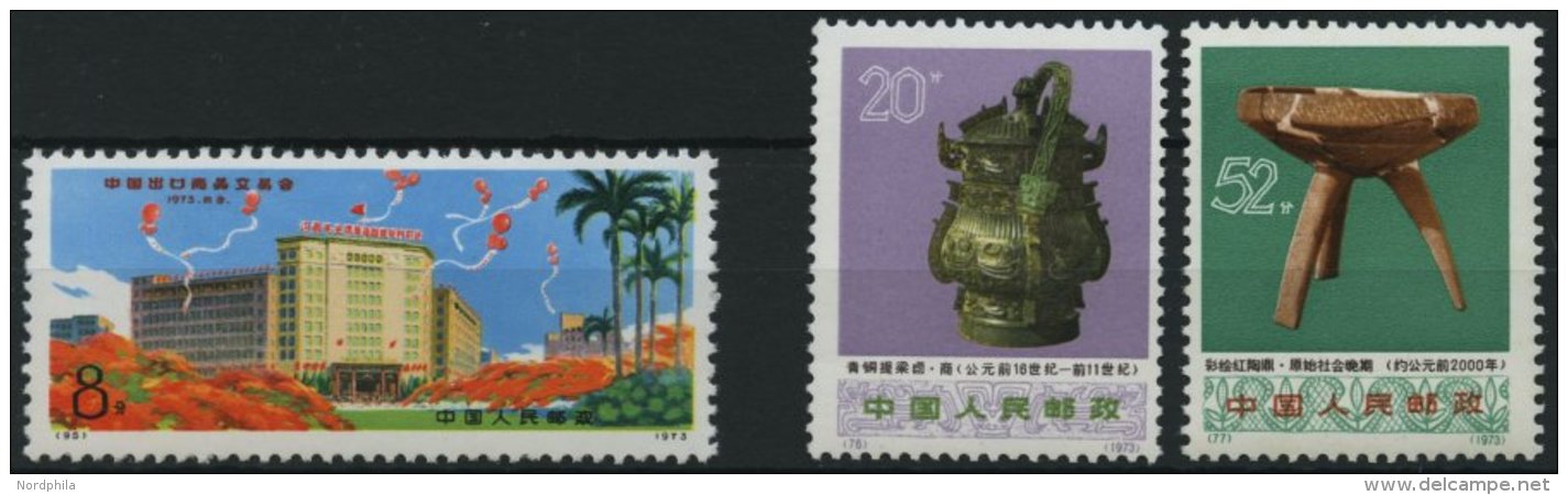 CHINA - VOLKSREPUBLIK 1148,1160/1 **, 1973, 8 F. Chinesische Exportmesse, 20 Und 52 F. Arch&auml;ologische Funde, 3 Prac - Sonstige & Ohne Zuordnung
